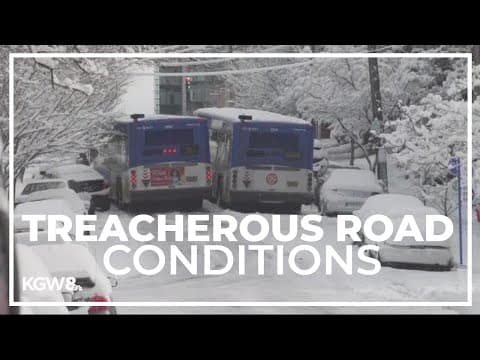 TriMet riders navigate through Portland snow