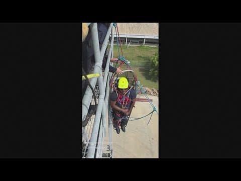 Texas volunteer firefighter overcomes his fear of heights with the help of his crew