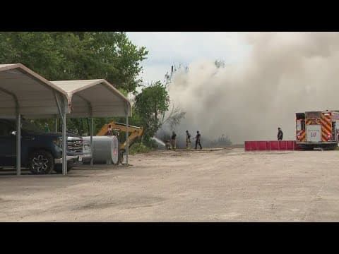 Firefighters work to get north Harris County scrapyard fire under control