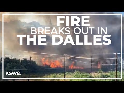 Raw video: Fire burning in The Dalles in the Columbia River Gorge