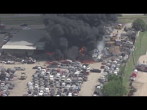 Fire breaks out at salvage yard near Highway 288