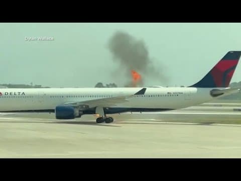 Delta plane catchs fire on tarmac at Orlando airport