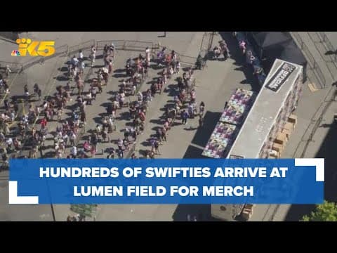 Hundreds of fans arrive at Lumen Field before Taylor Swift merch trucks open