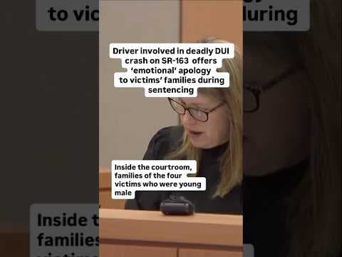 Driver of deadly DUI crash on SR-163 offers apology to victims’ families during sentencing