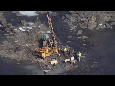 Drilling rig, helicopter near Great Falls to replace sewer line