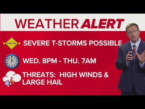 Storms with damaging wind and hail possible Wednesday night in central Ohio