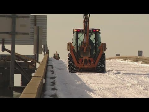 Progress on snow plowing operations on Causeway in Louisiana