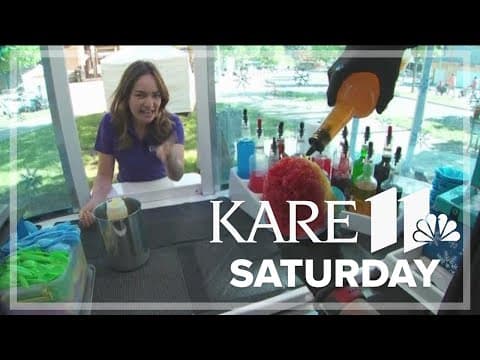 Sampling shaved ice Saturday morning at the Kickoff to the Fair