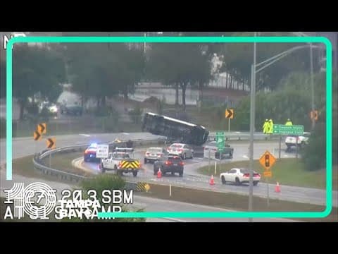 Truck overturns on I-275 off ramp in St. Petersburg