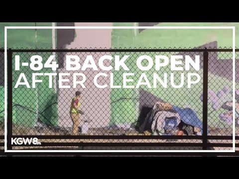 Five-mile stretch of I-84 in Portland reopens after closure due to graffiti, trash cleanup