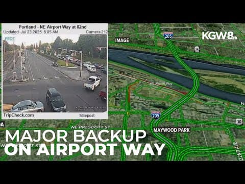 Traffic to Portland International Airport backed up Wednesday morning