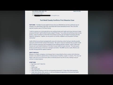 Fort Bend County confirms its first case of measles this year