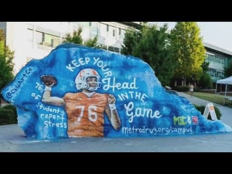 Mural on UT's 'Rock' spotlights 76% of students facing stress- Mural on UT's 'Rock' spotlights 76% o