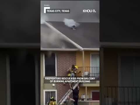 Three kids rescued from balcony of burning Texas City apartment building #shorts