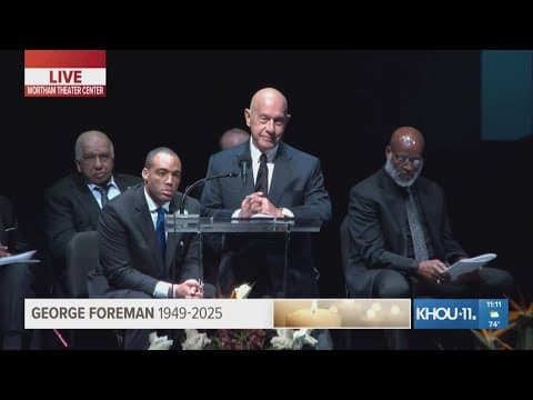 Mayor John Whitmire delivers remarks at George Foreman's memorial service