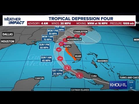 Tracking the Tropics: TD 4 expected to strengthen into Tropical Storm as it moves toward Florida