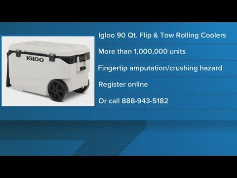 More than a million Igloo rolling coolers recalled after fingertip amputations