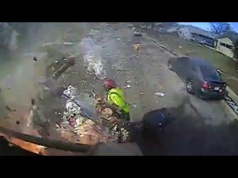 Video shows explosion in back of garbage truck in Whitehall