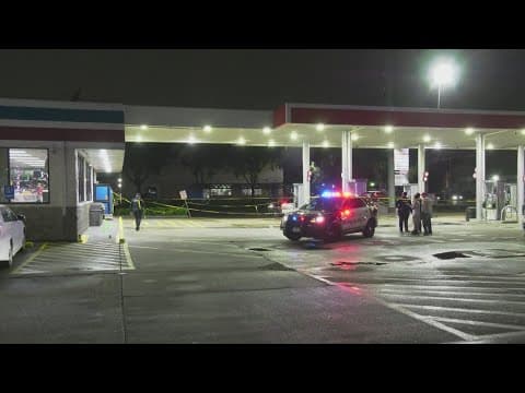 Police looking for man accused of shooting and killing one person, hurting another at gas station