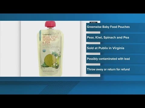 RECALL ALERT: baby food pouches could be contaminated with led