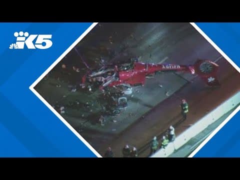 Medical helicopter crashes onto busy California freeway