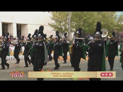 Teenage Mutant Ninja Turtles and the Stephen F. Austin band performed for the crowd downtown