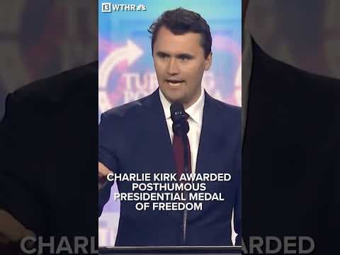 Charlie Kirk receiving posthumous Presidential Medal of Freedom from Donald trump