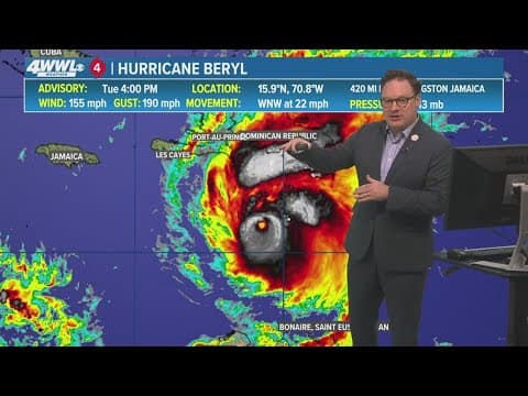 Tuesday 4 PM Hurricane Beryl Update