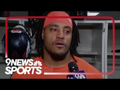 Nik Bonitto emotional in the locker room after Broncos' season ends in playoff loss