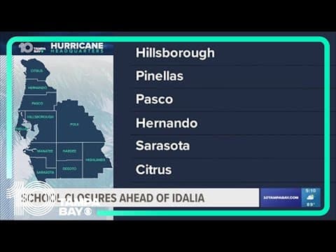 School districts in Tampa Bay area announce closures ahead of Tropical Storm Idalia's arrival