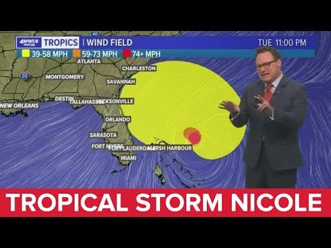 Eye on Tropics: Nicole now a Tropical Storm, most of FL to feel impacts