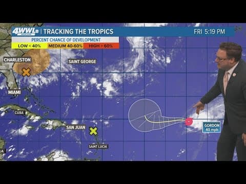 Friday 5PM Tropical Update: Tropical Storm Gordon expected to weaken across the Atlantic