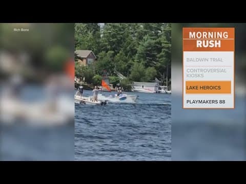 Video shows teen jump from moving watercraft to stop runaway driverless boat in New Hampshire