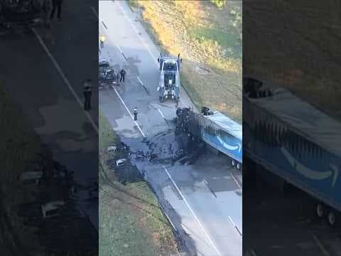 Amazon Prime Truck Burns in Interstate Crash That Injured 8