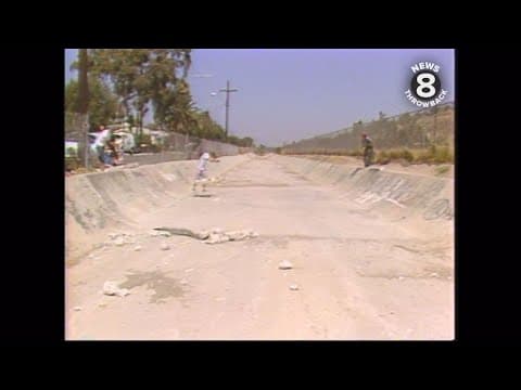 Skateboarding in a storm drainage channel in San Diego in 1986