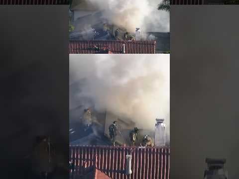 Chopper video captures crews battling fire that erupted at house in University City #fire #news