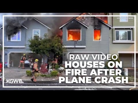 Raw video: Houses on fire after small plane crash in Fairview, Oregon
