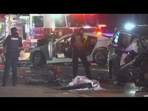 2 hospitalized after fiery two-car crash in NW Houston
