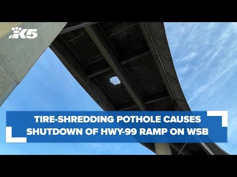 Massive pothole closes Hwy 99 off-ramp on the West Seattle Bridge