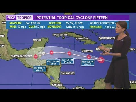 Potential Tropical Cyclone Fifteen heads toward Central America