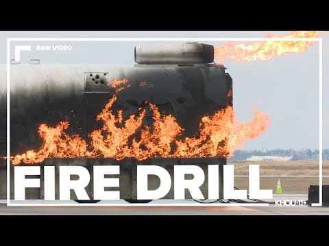 Raw video: Firefighters train for aircraft emergency at Houston airport