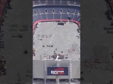 Crews Build Stage For Zach Bryan at Denver Football Stadium