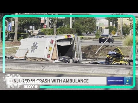 4 seriously injured after an ambulance crash