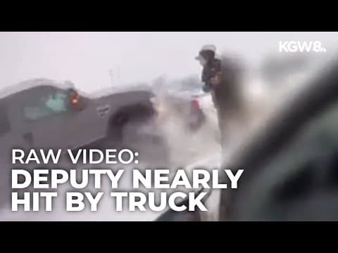 Close call for deputy avoiding injury after speeding truck crashes on Highway 97