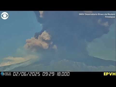 CCTV footage captures Mt. Etna erupting