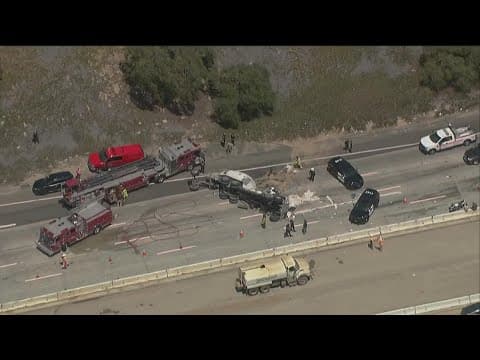 All lanes open, after overturned cement truck causes major delays on northbound I-5 in Carlsbad