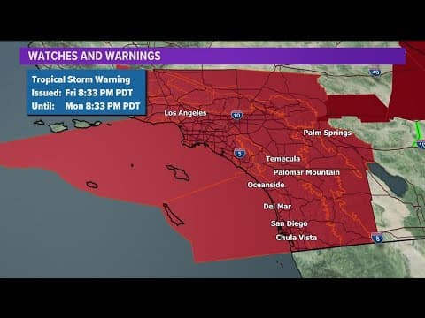 San Diego County under Tropical Storm Warning as Hilary approaches