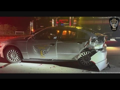 Trooper injured, cruiser damaged after being struck by semi on I-70 in Madison County