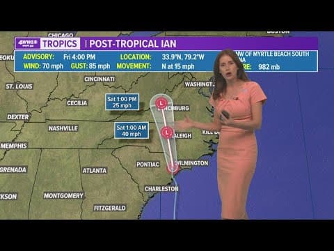 Ian weakens to a post-tropical system over the Carolinas
