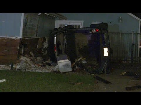 Raw video: Driver dies after slamming into pole, church along Hardy Toll Road, Houston police say